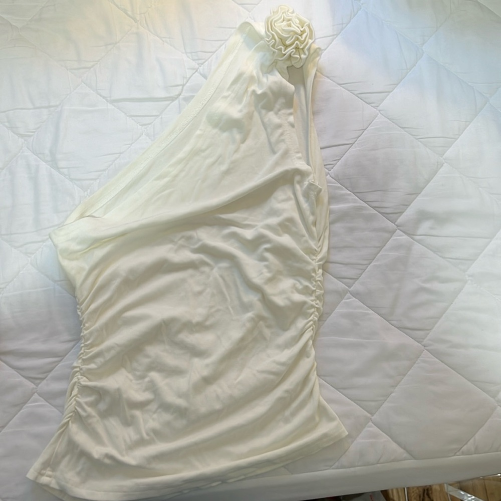Cream one shoulder top